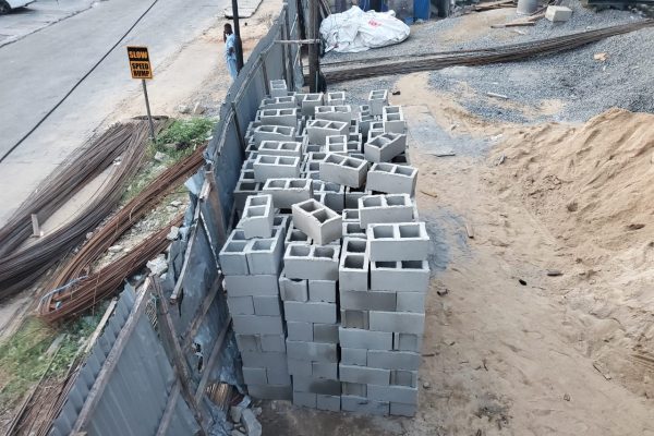 BLOCKS OF BRICKS ARRIVE AT THE LIVING WATERS CONSTRUCTION SITE