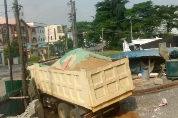 A FRESH TRIP OF SAND DELIVERED TO THE LIVING WATERS CONSTRUCTION SITE